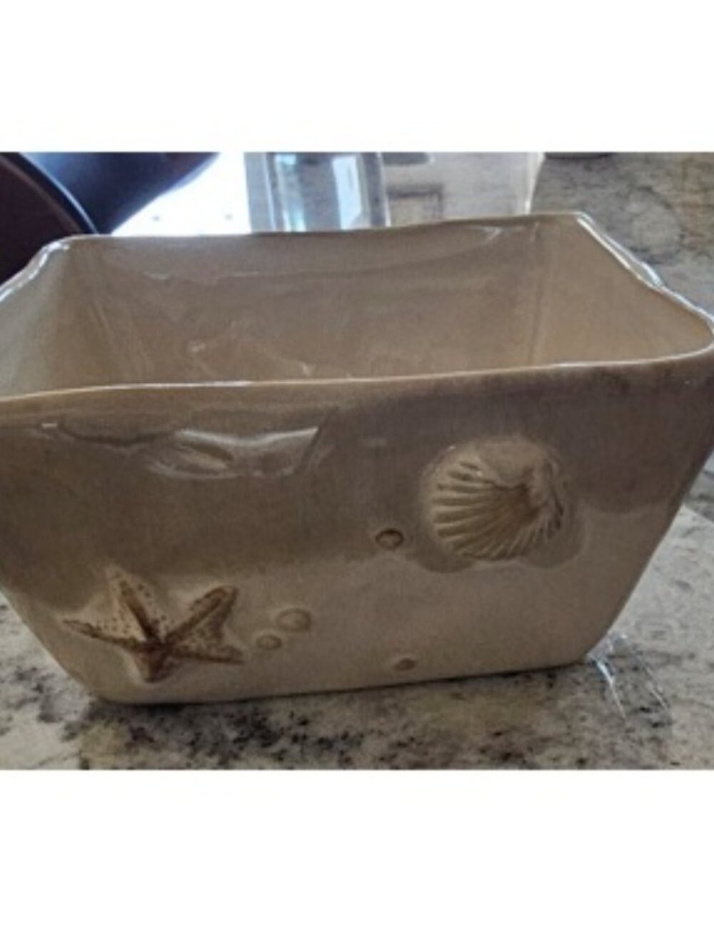 Sonoma Life Style Seaside Ceramic Square Dish Bowl Sea Ocean Beach Shells